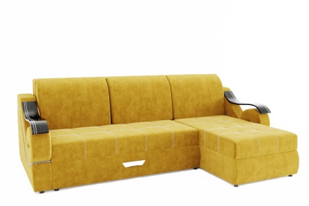 Диван Угловой Дубаи-2 (ППУ) с Оттоманкой и Ножками-Кубышками (Ш-2750 х Г-1600 х В-750 мм)/Разные Цвета