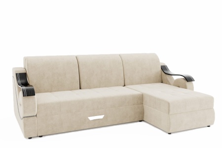 Диван Угловой Дубаи-2 (ППУ) с Оттоманкой и Ножками-Кубышками (Ш-2750 х Г-1600 х В-750 мм)/Разные Цвета