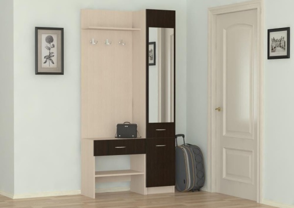 Прихожая Домино-2 Венге/Дуб Молочный (Ш-950 × В-1950 × Г-350 мм)