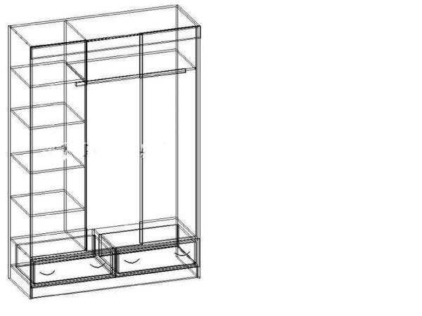Шкаф-Купе Двухдверный с Зеркалом и Ящиками Майа Венге/Белфорт (Ш-1500×В-2220×Г-576 мм)