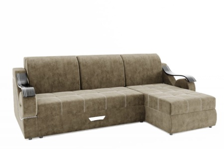 Диван Угловой Дубаи-2 (ППУ) с Оттоманкой и Ножками-Кубышками (Ш-2750 х Г-1600 х В-750 мм)/Разные Цвета