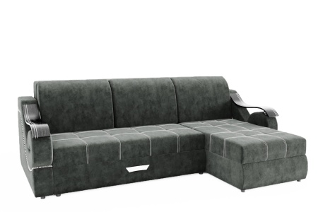 Диван Угловой Дубаи-2 (ППУ) с Оттоманкой и Ножками-Кубышками (Ш-2750 х Г-1600 х В-750 мм)/Разные Цвета