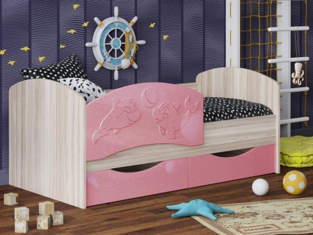 Детская Кровать Дельфин-3 МДФ с фасадом 3D/Разные Цвета